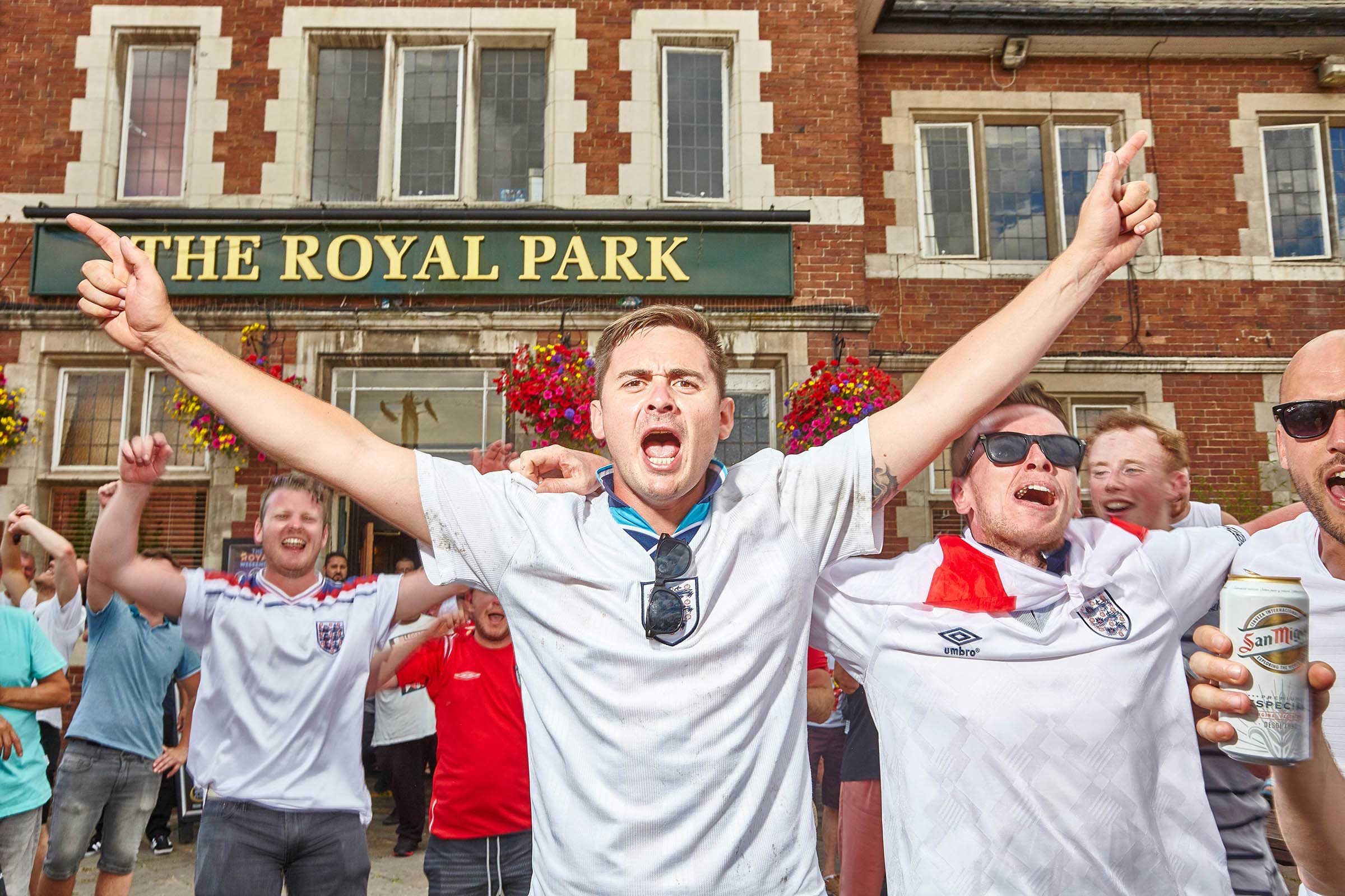 England Fans Celebrating After World Cup 2018 Quarterfinal Victory vs Sweden in Leeds